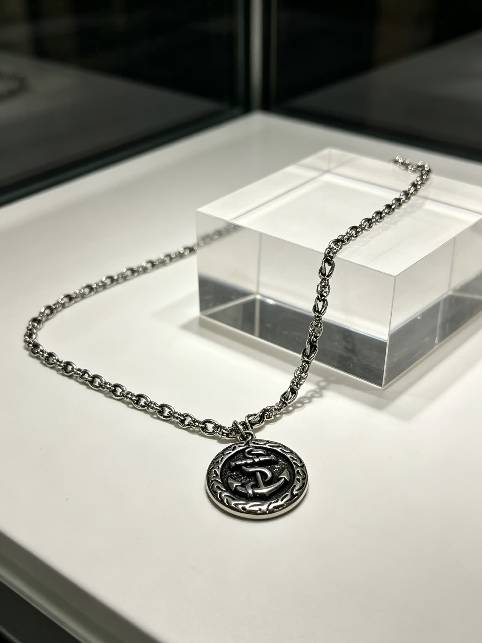 Chrome Hearts Silver Anchor Pendant Necklace